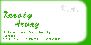 karoly arvay business card